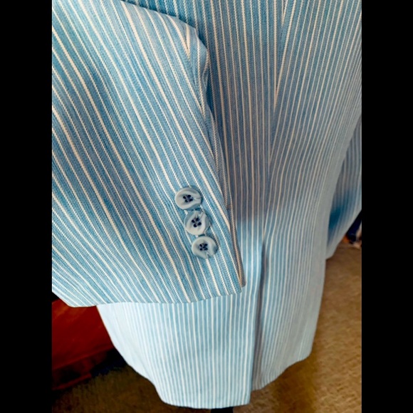 Vintage 1960s Oxford House Suit Jacket Blazer Blue/White Pinstripe Amalgamated - Picture 8 of 11